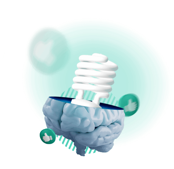 Imagem ilustrativa de cérebro e lâmpada